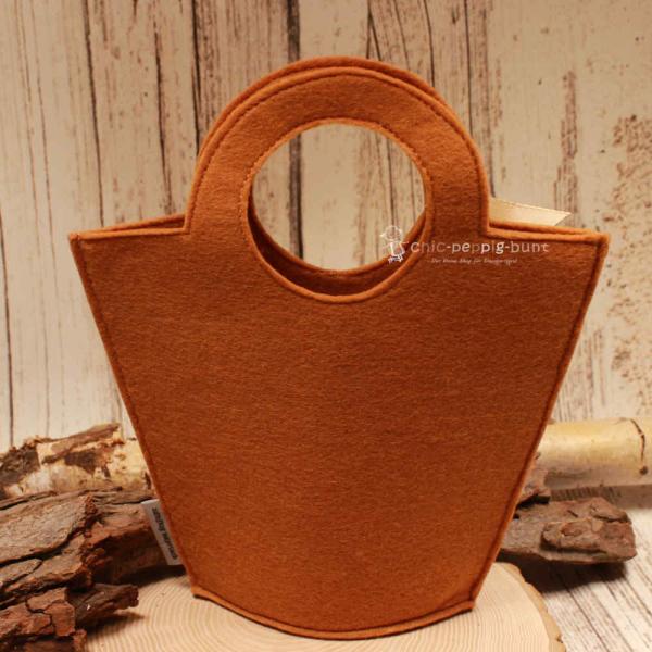 Kindertasche Filz handgenäht braun Motiv Hund