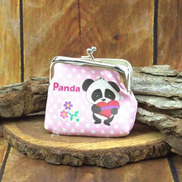 kleine Geldbörse lustiges Panda Motiv mit Blumen