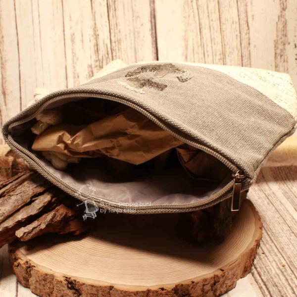 Kosmetiktasche Stoff Glitzer grau Anker