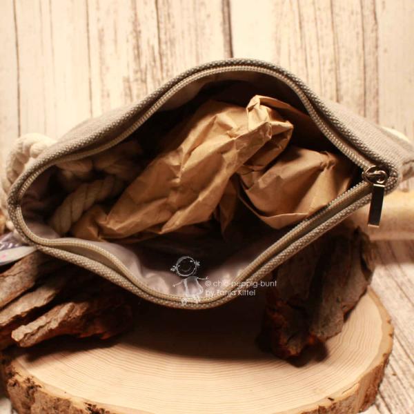 Kosmetiktasche Stoff Glitzer grau Herz