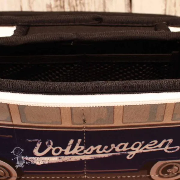 Kosmetiktasche Neopren VW T1 Bus blau - weiss - kulturtasche bulli vw t1 bus volkswagen blau
