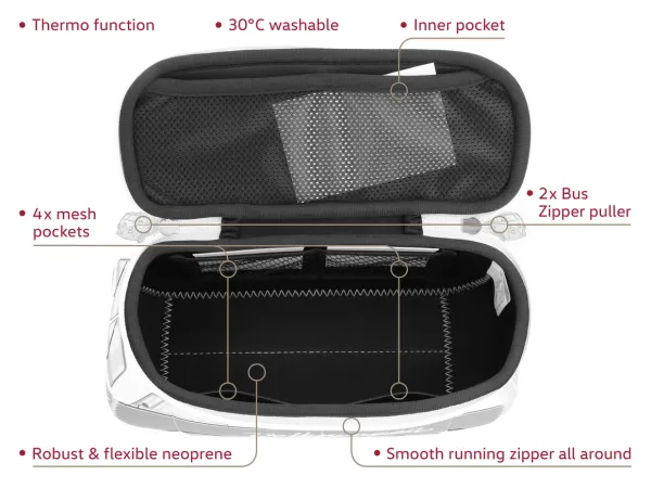 Kosmetiktasche Neopren VW T1 Bus blau - weiss