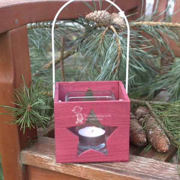rote Holz Laterne mit Stern rote Holz Laterne mit Stern