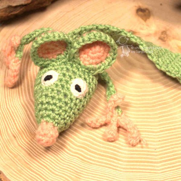 Lesezeichen Leseratte Apple hellgrün gehäkelt