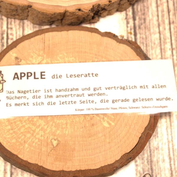 Lesezeichen Leseratte Apple hellgrün gehäkelt