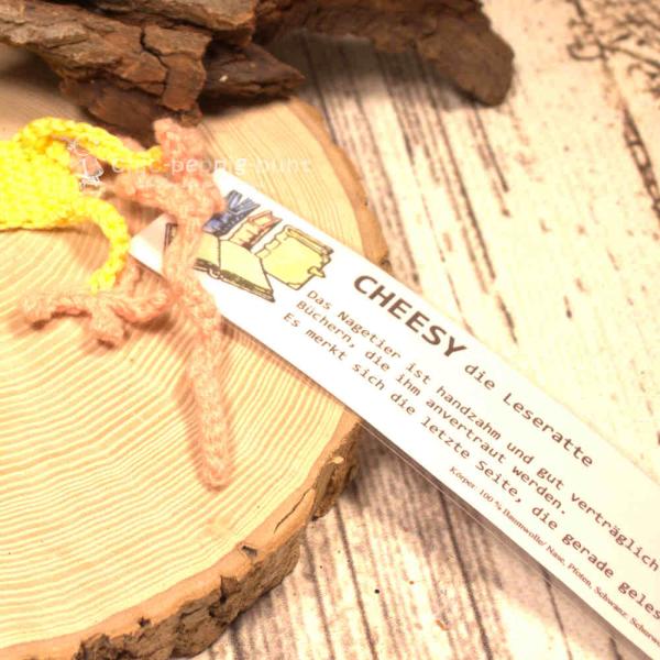Lesezeichen Leseratte Cheesy gehäkelt gelb
