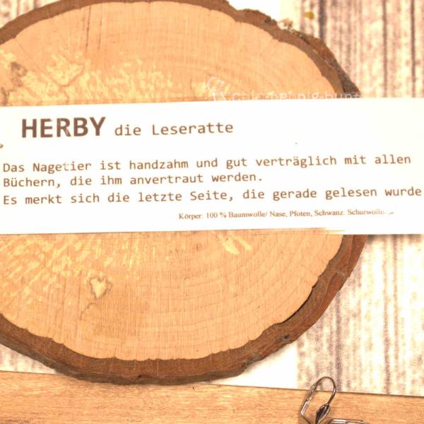Lesezeichen Leseratte Herbie gehäkelt dunkelgrün