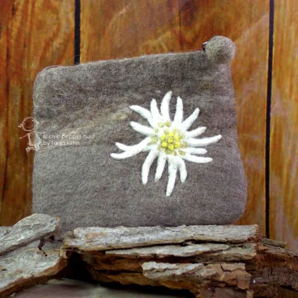 Filz Mäppchen mit Edelweiss