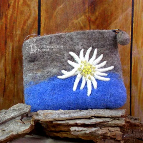 Filz Mäppchen mit Edelweiss