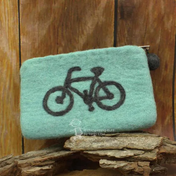 Mäppchen filz mit Fahrrad Motiv