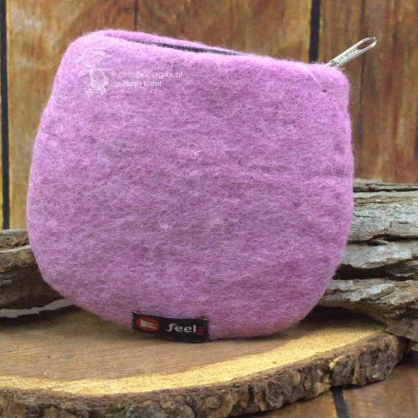 Mäppchen filz in rosa mit Spiralen Motiv
