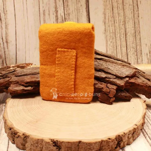 Mäppchen mini Filz gelb mit Gürtelschlaufe - maeppchen filz klein orange ocker 1fach guertelschlaufe