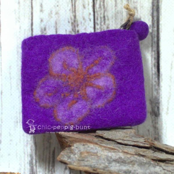 Mäppchen mini Filz mit Blumen Motiv