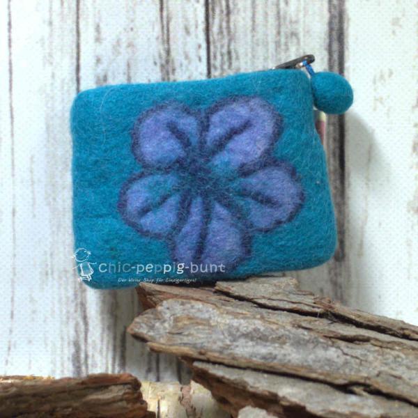 Mäppchen mini Filz mit Blumen Motiv