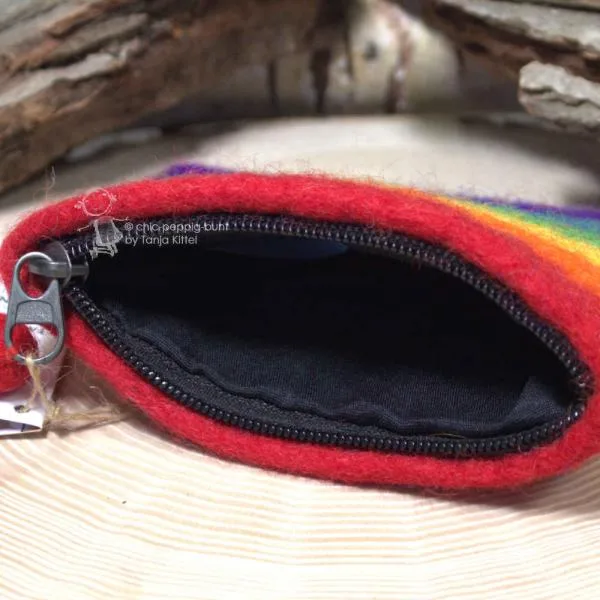 Utensilientasche filz in Regenbogen Farben