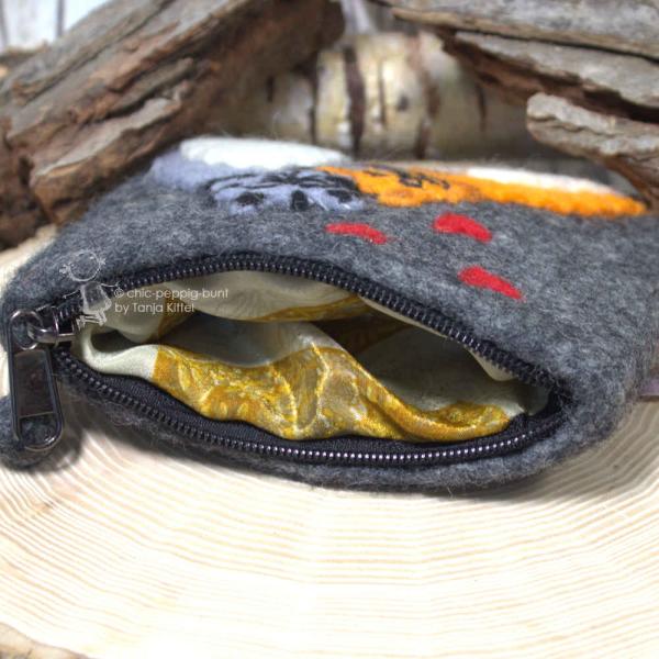 kleine Utensilientasche in grau mit Katzenmotiv kleine Utensilientasche in grau mit Katzenmotiv