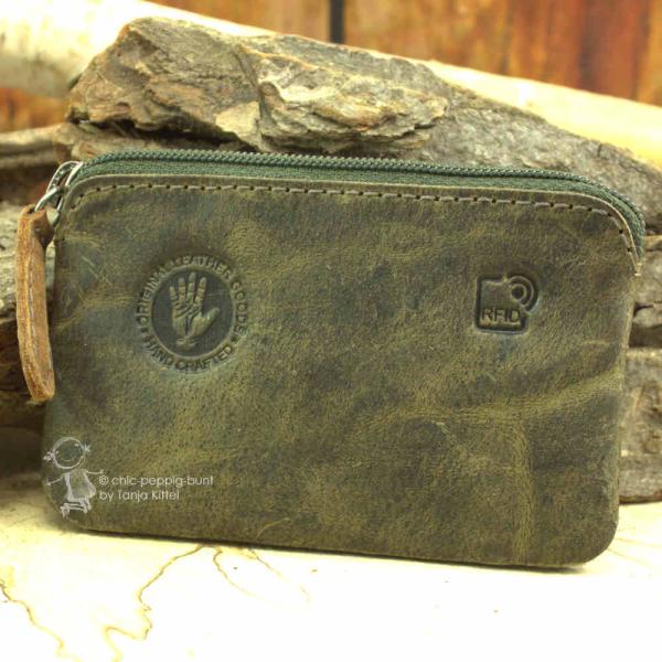 Schlüsselmäppchen Leder olive Schlüsselmäppchen Leder olive