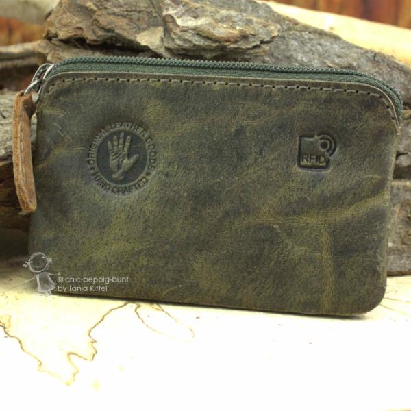 Schlüsselmäppchen Leder olive Schlüsselmäppchen Leder olive