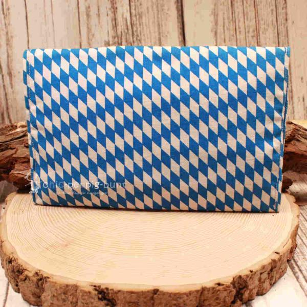 Mäppchen Stoff 1 Fach blau - weiß Bayern Druckknopf