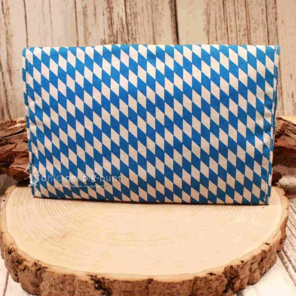 Mäppchen Stoff 1 Fach blau - weiß Bayern Druckknopf - maeppchen utensilientasche stoff hamdmade genaeht druckknopf blau weis bayern
