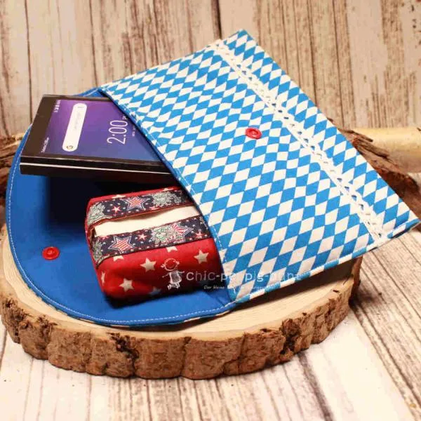 Mäppchen Stoff 1 Fach blau - weiß Bayern Druckknopf - maeppchen utensilientasche stoff hamdmade genaeht druckknopf blau weis bayern