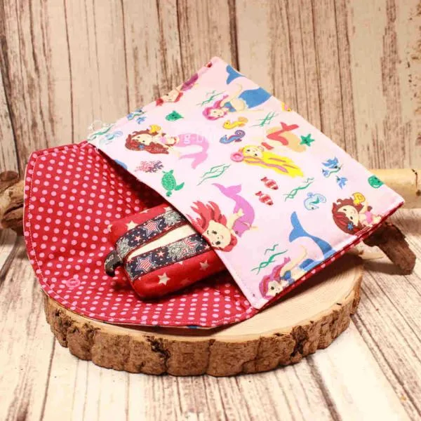 Mäppchen Stoff 1 Fach rosa Meerjungfrauen - maeppchen utensilientasche stoff hamdmade genaeht druckknopf rosa meerjungfrau