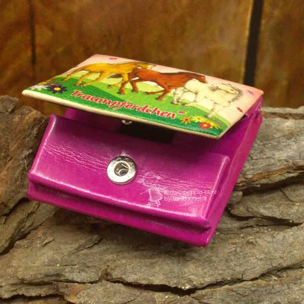 Mini-Geldbeutel - pink - Kunstleder - Traumpferdchen - muenzfach pferd geldbeutel pink