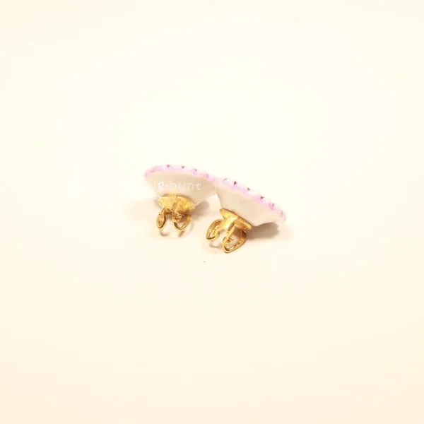 Vergoldete Keramik-Ohrclips Blume – Gelb & Rosa Unikate - ohrring ohrclip vergoltet modeschmuck blume gelb rosa