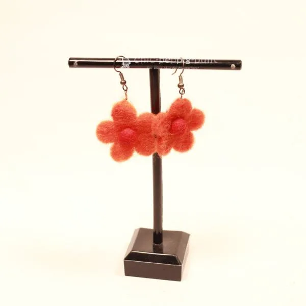 Ohrringe Filz Blume orange Fischhaken Hänger - ohrringe fischhaken filz blume orange rot