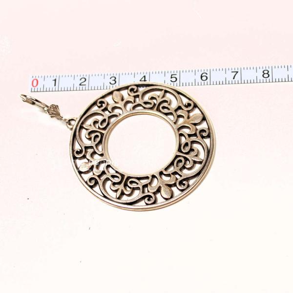 Große Ornament Ohrringe Versilbert – Runde Boho Ohrhänger