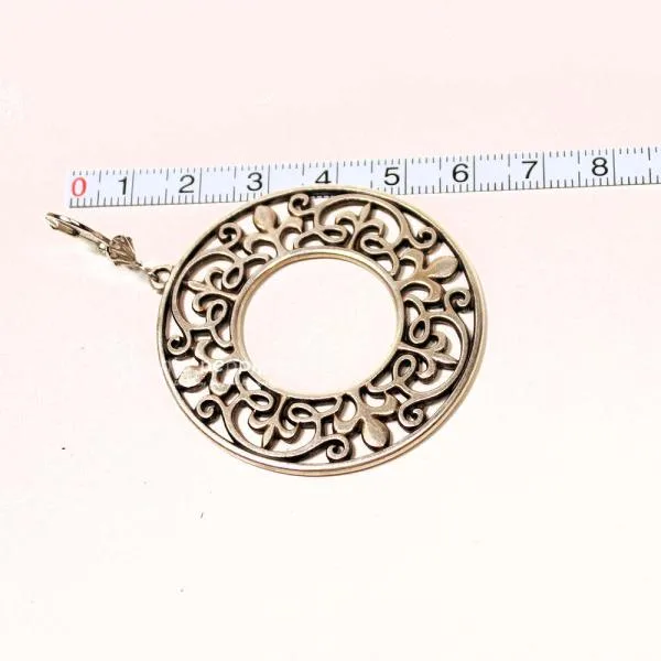 Große Ornament Ohrringe Versilbert – Runde Boho Ohrhänger - ohrringe modeschmuck gross kreise ornamente muster