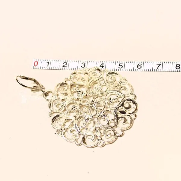 XXL Ornament Ohrringe Versilbert – Große runde Boho Ohrhänger - ohrringe modeschmuck gross rund ornamente muster versilbert