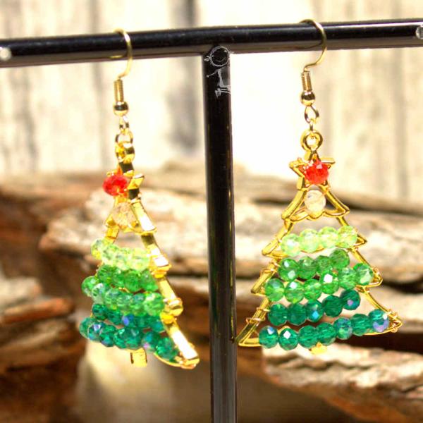 Ohrringe als Hänger Weihnachten kleiner Zweig vergoldet