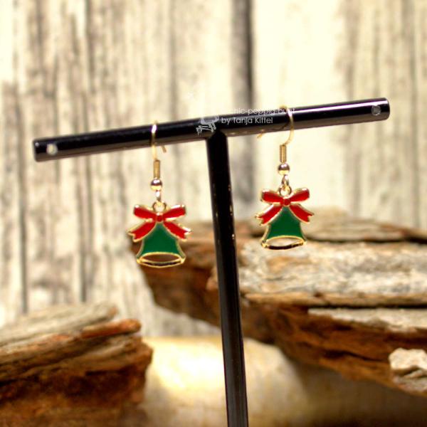 Ohrringe als Hänger Weihnachten kleine glocke vergoldet