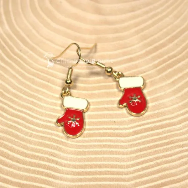 Ohrringe Handschuhe rot versilbert Weihnachten - ohrringe modeschmuck vergoldet weihnachten handschuh rot