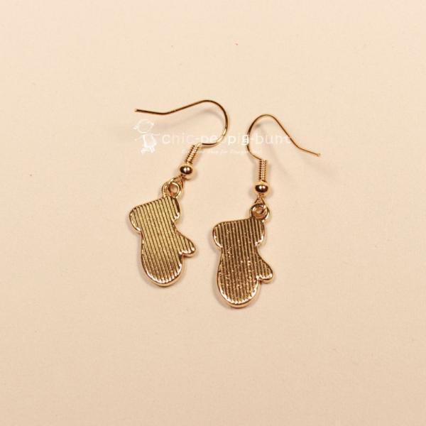 Ohrringe Handschuhe rot versilbert Weihnachten