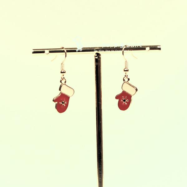 Ohrringe als Hänger Fäustlinge rot