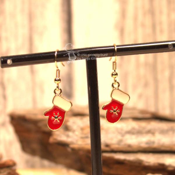 Ohrringe als Hänger Fäustlinge rot