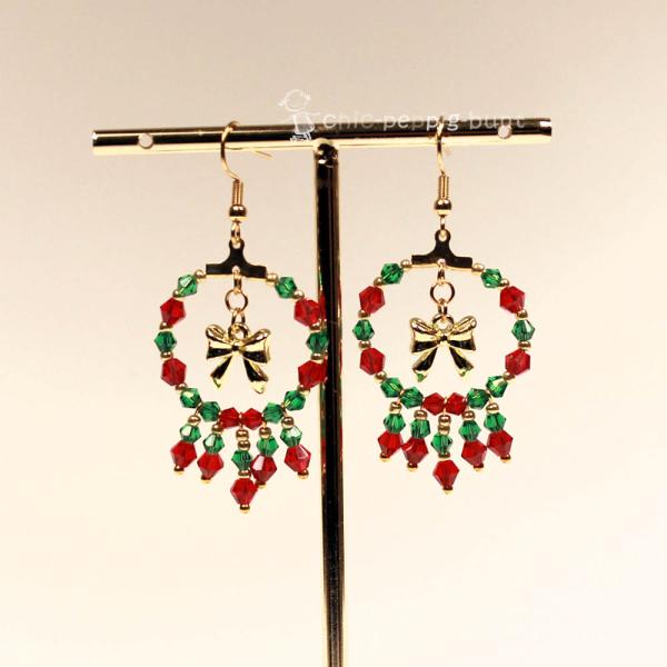 Ohrringe als Hänger Weihnachten Kranz vergoldet