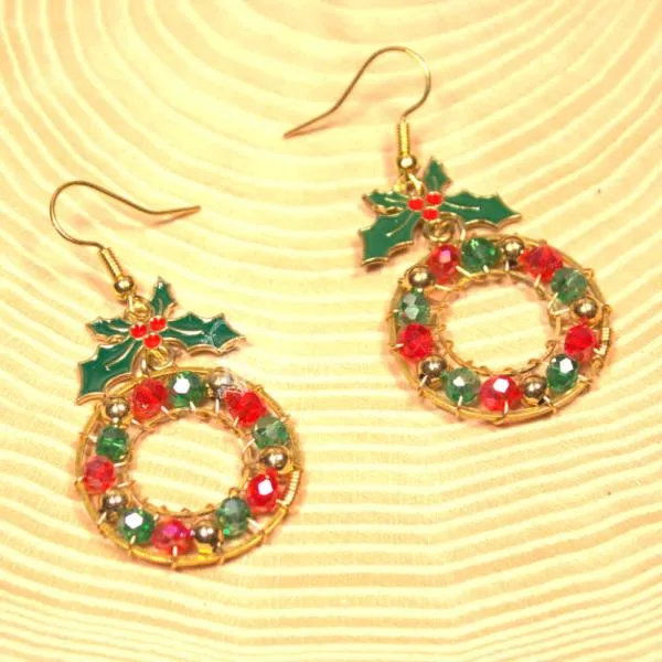 Ohrringe Weihnachten Kranz mit Perlen - ohrringe modeschmuck vergoldet weihnachten kranz
