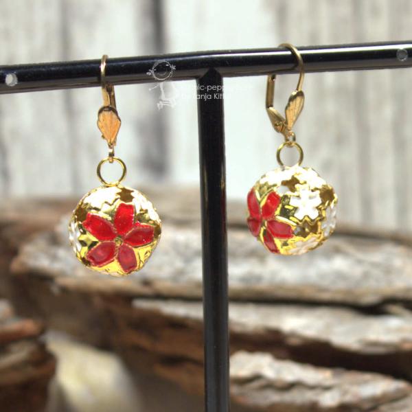 Ohrringe als Hänger Weihnachten Kugel vergoldet