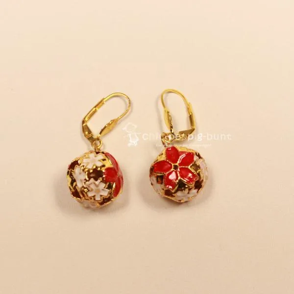 Ohrringe Weihnachten Kugel Schelle klingelt, vergoldeter Modeschmuck, handmade chic-peppig-bunt