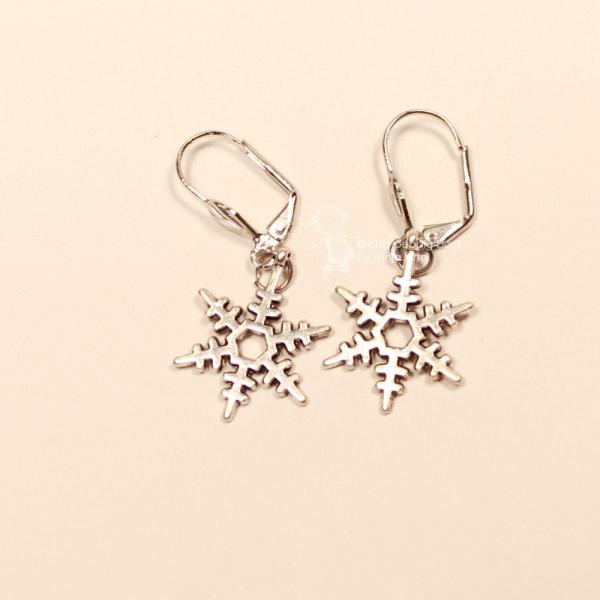 Ohrringe als Hänger Weihnachten Schneeflocke rot