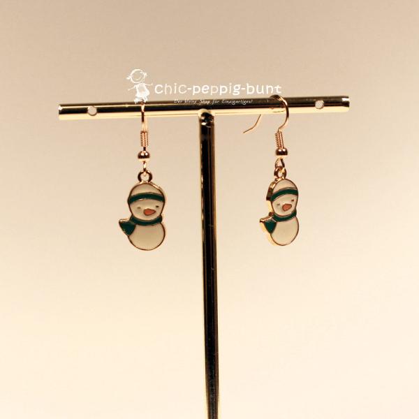 Ohrringe als Hänger Weihnachten Schneemann weiss