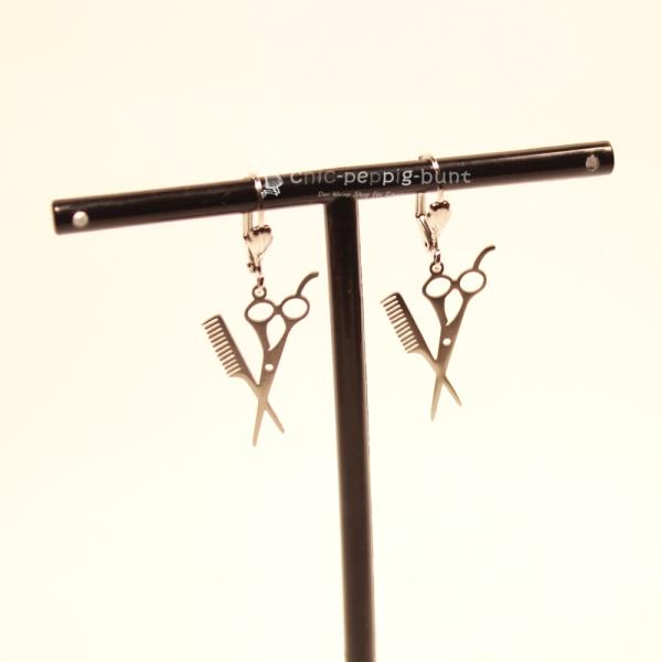 Ohrringe mini Friseur Werkzeug Kamm und Schere