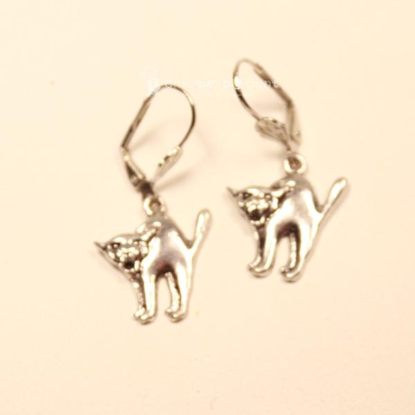 Ohrringe Helloween Katze versilbert
