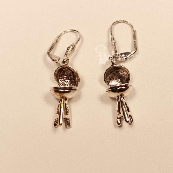 Ohrringe Modeschmuck Kugelgrill versilbert mit Klappbrisur, Handmade Schmuck chic-peppig-bunt