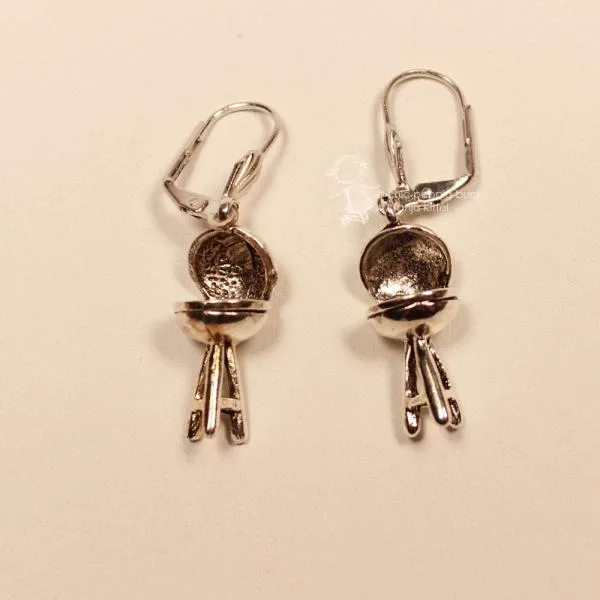 Ohrringe Modeschmuck Kugelgrill versilbert mit Klappbrisur, Handmade Schmuck chic-peppig-bunt