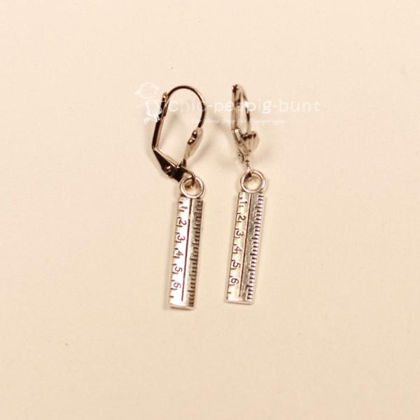 Ohrringe Modeschmuck Lineal rosegold mit Klappbrisur handmade chic-peppig-bunt