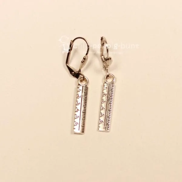Ohrringe Modeschmuck Lineal rosegold mit Klappbrisur handmade chic-peppig-bunt